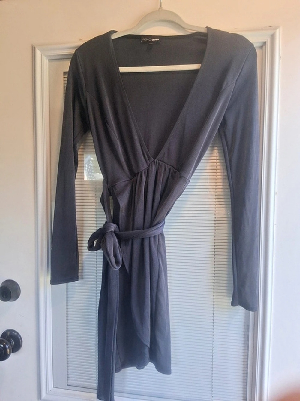 Fashion Nova Long Sleeve Wrap Mini Dress in Dark Blue Like New